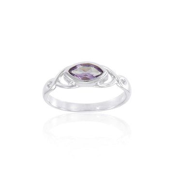 Celtic Knotwork Silver Ring with Gem TR1623 - Jewelry